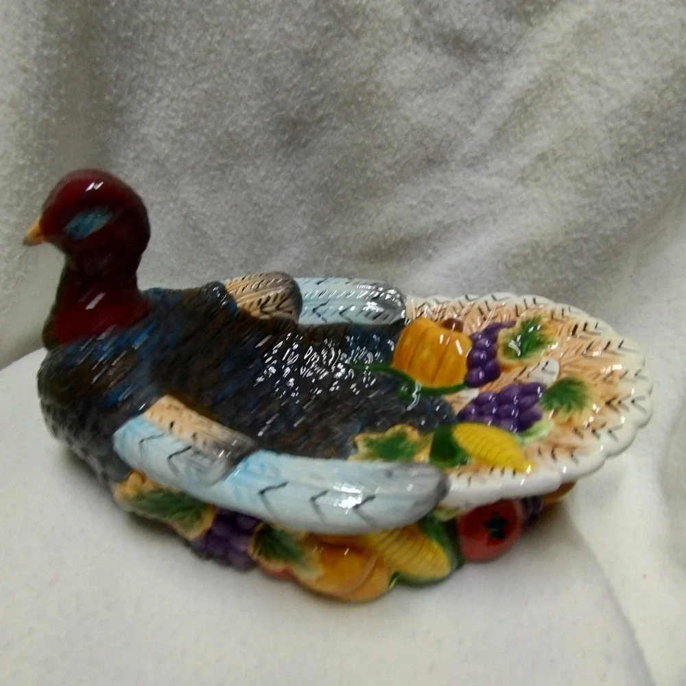 Cracker Barrel Turkey Serving Bowl Harvest Centerpiece Thanksgiving Decor